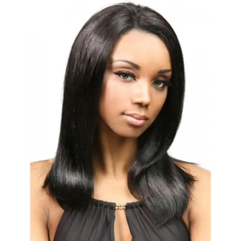 Black Lace Front Remy Human Hair Discount Medium Wigs