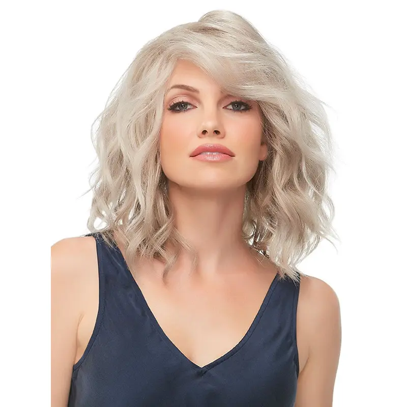 Blonde 100% Hand-Tied 12" With Bangs Ideal Synthetic Wigs