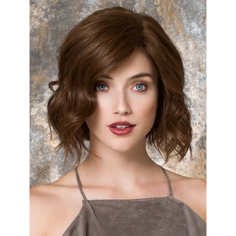 Trendy Brown 10" Wavy Human Hair Wigs 