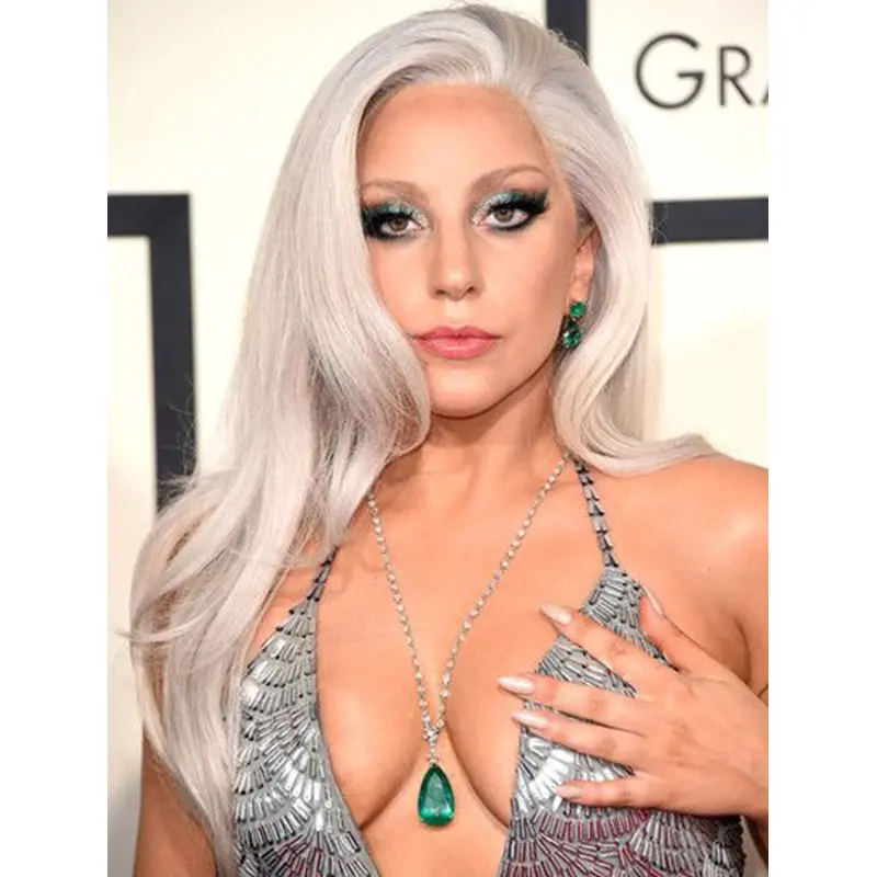 Straight Grey Lace Front Long Without Bangs Lady Gaga Wigs