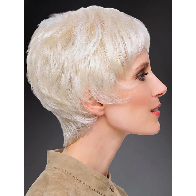 8" Short Straight Great 100% Hand-tied Grey Wigs