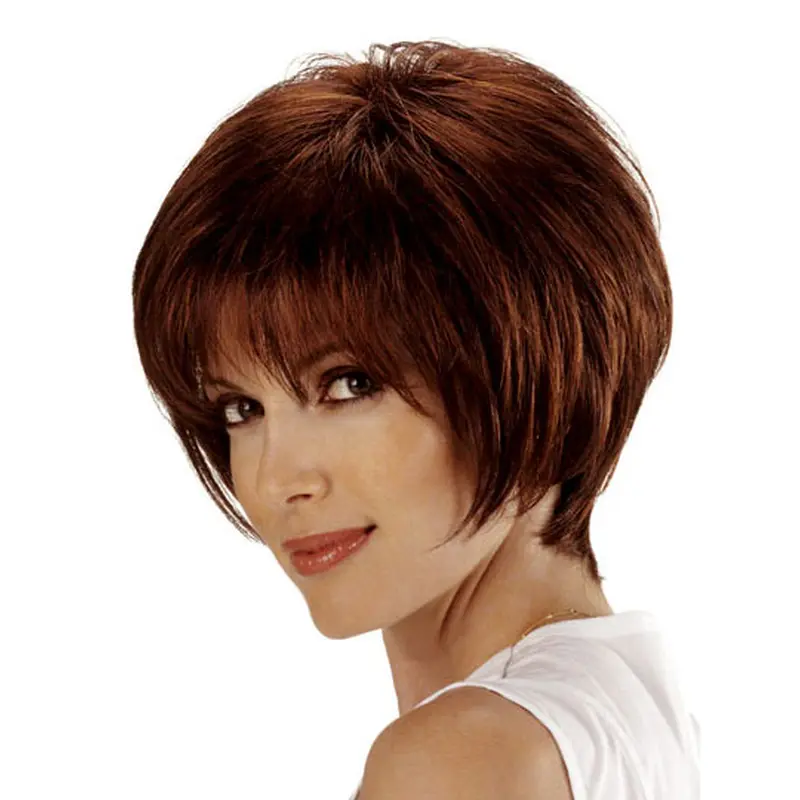 Auburn Lace Front Chin Length Remy Human Lace Wigs For Cancer