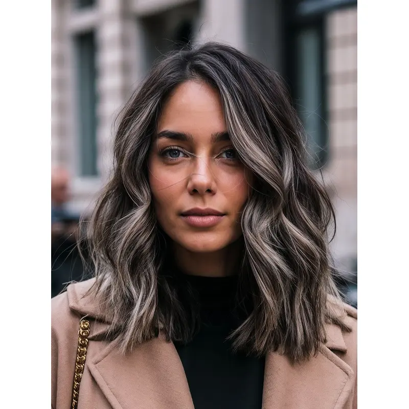 Women Wig Medium Shoulder Length Monofilament 14" Ombre/2 Tone Without Bangs Wigs