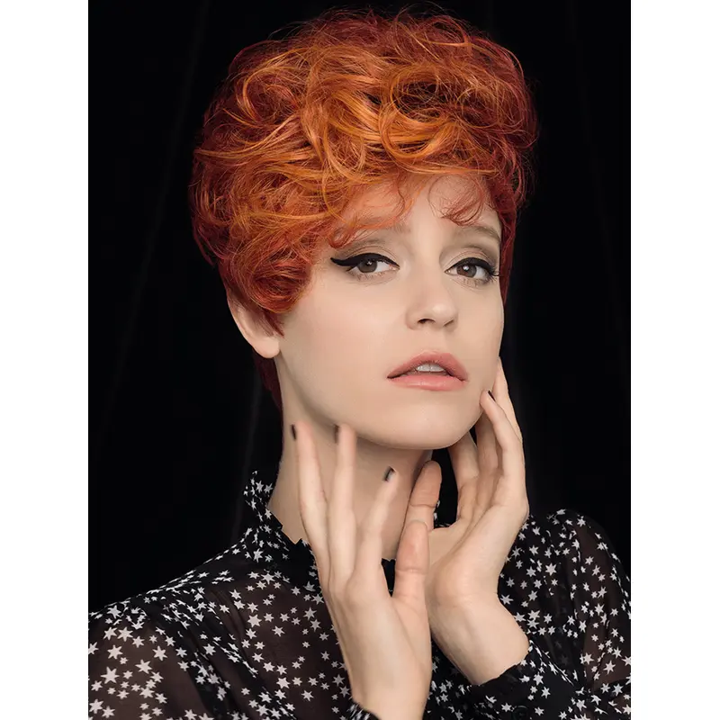 6" Monofilament Boycuts Auburn Ladies Synthetic Wigs