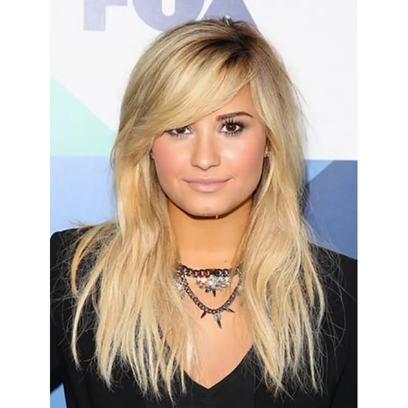 18" Lace Front Long Blonde With Bangs Demi Lovato Wigs
