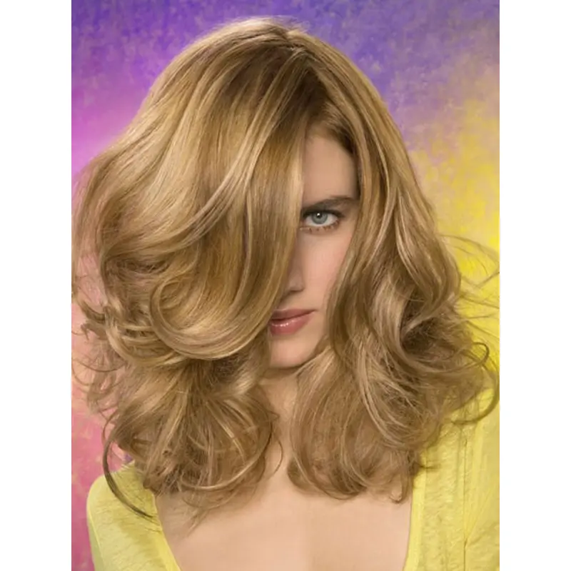 Flexibility Blonde Wavy Shoulder Length Lace Front Wigs