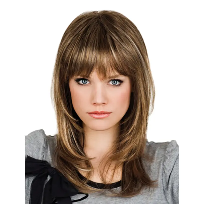 Designed Synthetic Brown Wavy Medium Wigs