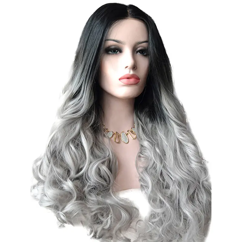 22" Wavy Long Lace Front Ombre Wigs