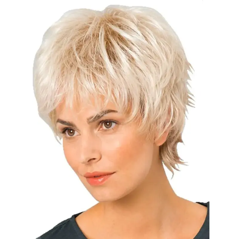 8" Monofilament Boycuts Blonde High Quality Synthetic Wigs