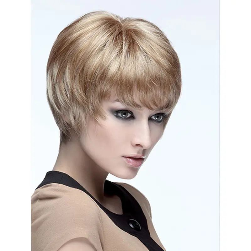 8" Short Straight Monofilament Blonde Boycuts Synthetic Wig