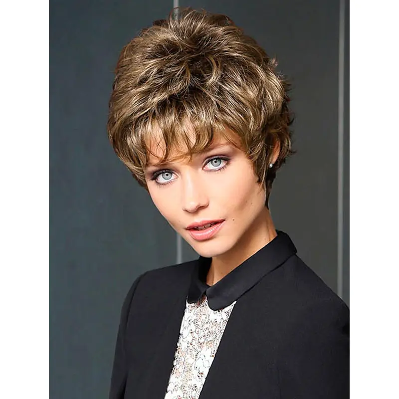 Wavy Blonde Short Synthetic Pretty Monofilament Wigs