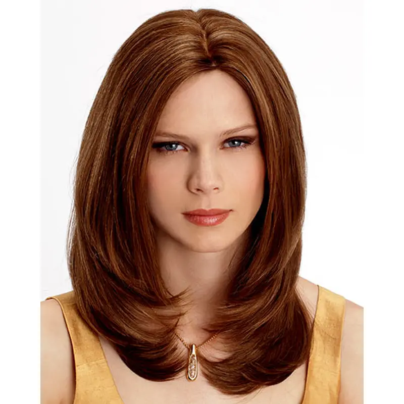 Amazing Auburn Wavy Shoulder Length Wigs