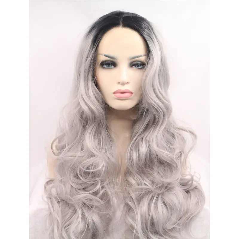 High Quality Long Curly Fashional Grey Wigs