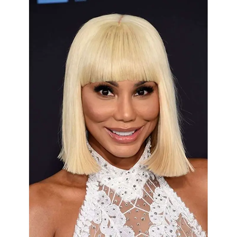 12" Straight Chin Length Capless Bobs Grey Toni Braxton Wigs