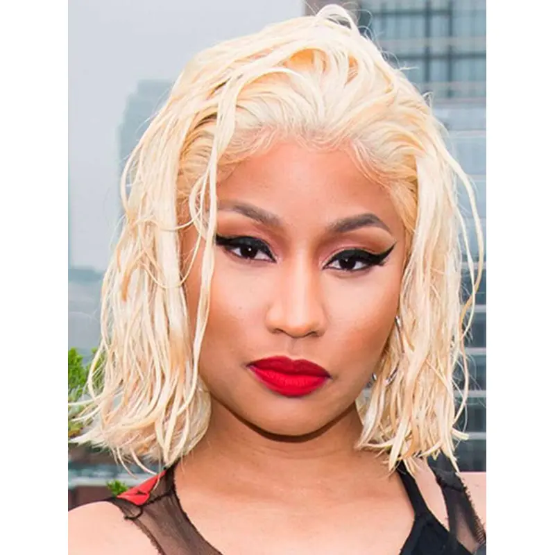 Blonde 12" Wavy Without Bangs Chin Length Nicki Minaj Wigs