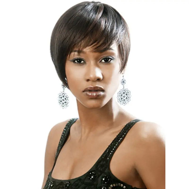 Braw Black Straight Short African American Wigs