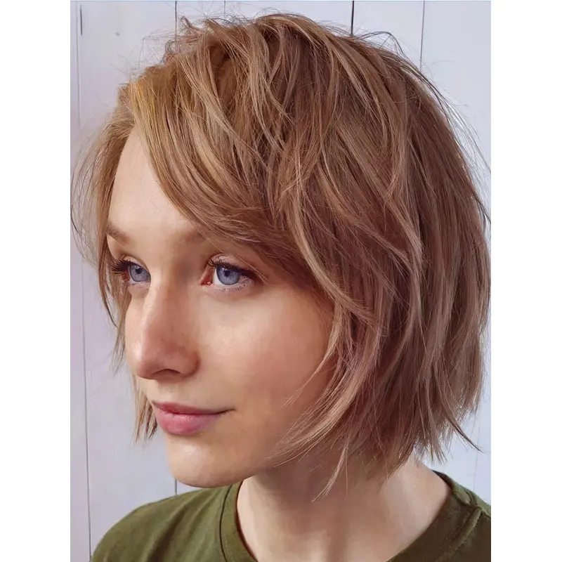 Blonde Bob Wig Synthetic 10" Straight Monofilament Chin Length Wigs