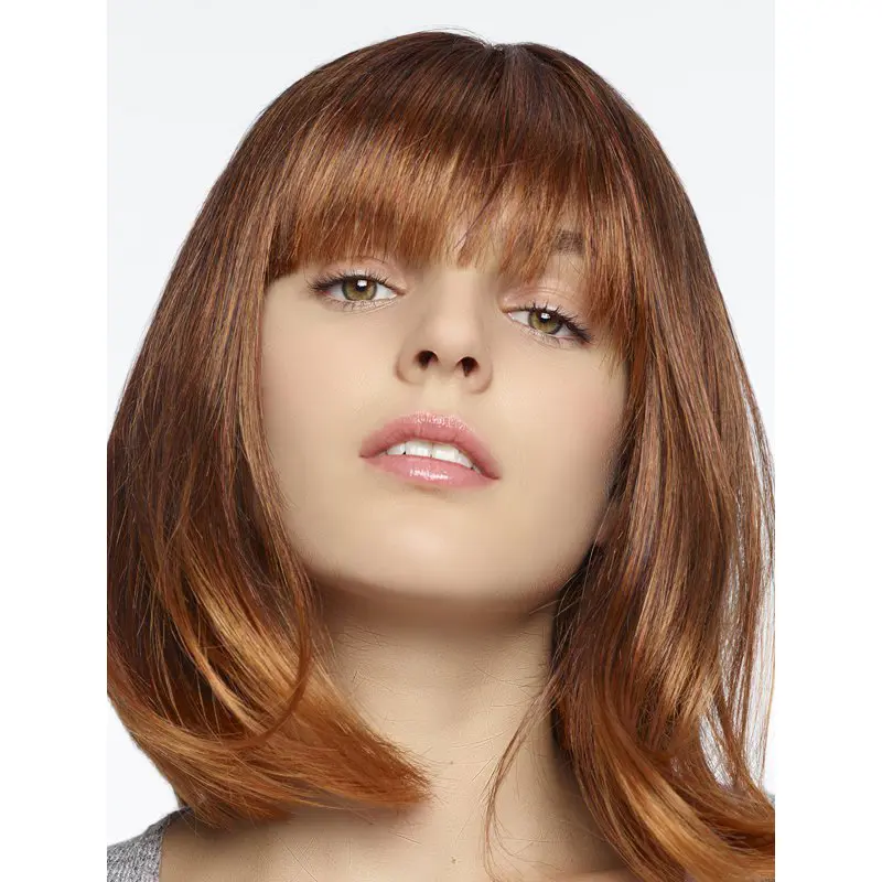 Fashional Auburn Shoulder Length Straight With Bangs High Quality Wigs
