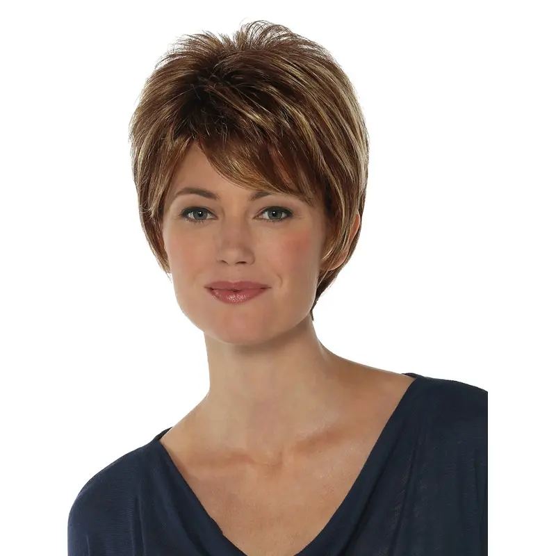 Excellent Straight Brown Boycuts Comfortable Wigs