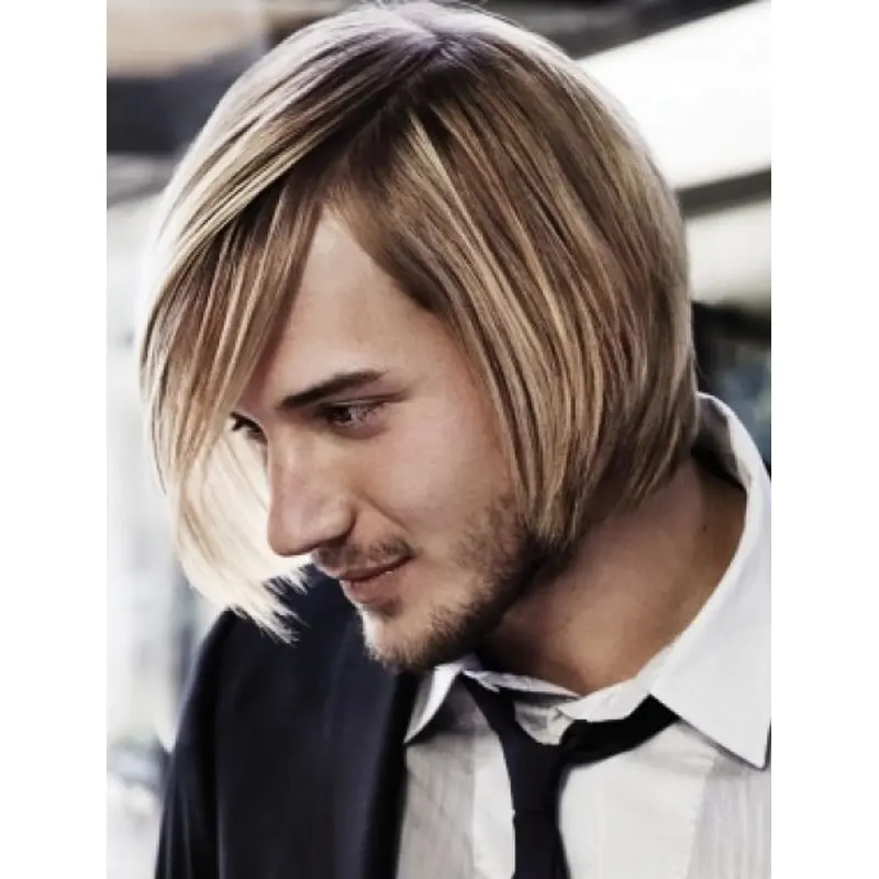 Mature Blonde Straight Short Men Wigs