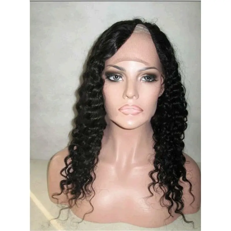 Popular Black Curly Long U Part Wigs