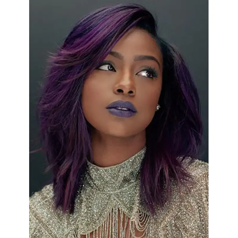 14" Lace Front Shoulder Length Purple Layered Justine Skye Wigs