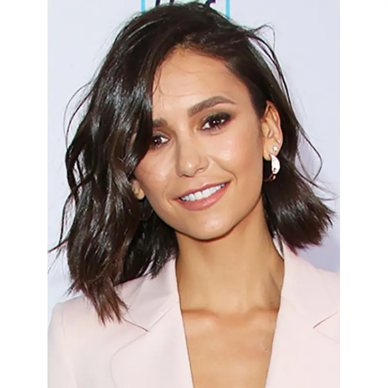 Bobs Wavy Shoulder Length Black Lace Front Nina Dobrev Wigs