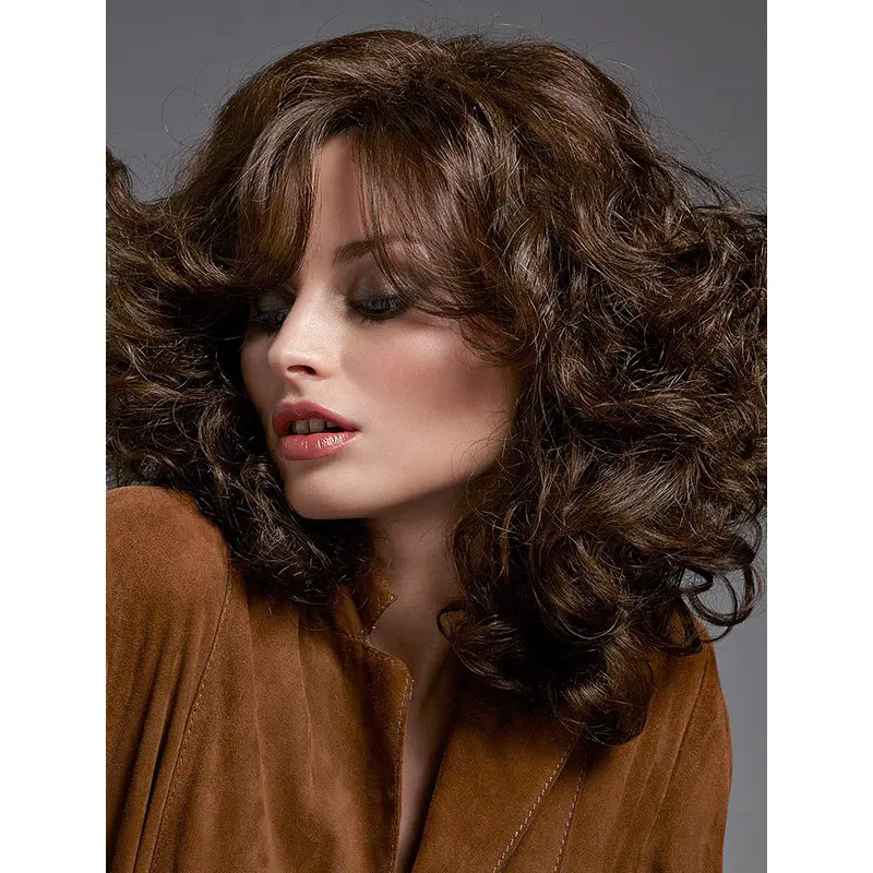 Fabulous Brown Long Curly With Bangs Popular Wigs
