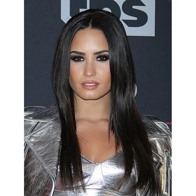 18" Lace Front Long Black Without Bangs Demi Lovato Wigs
