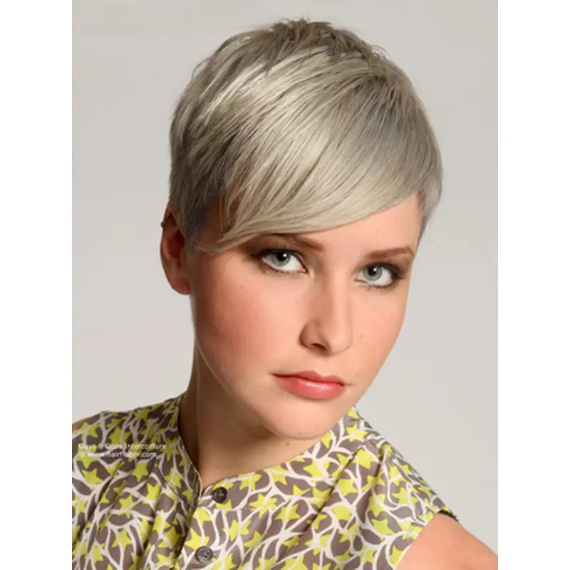 Grey Silver Straight Short Lace Front Wigs