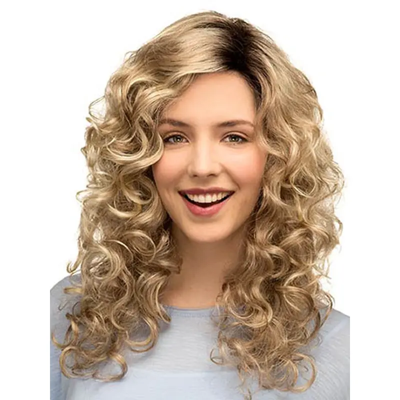 16" Curly Blonde Classic Long Wigs