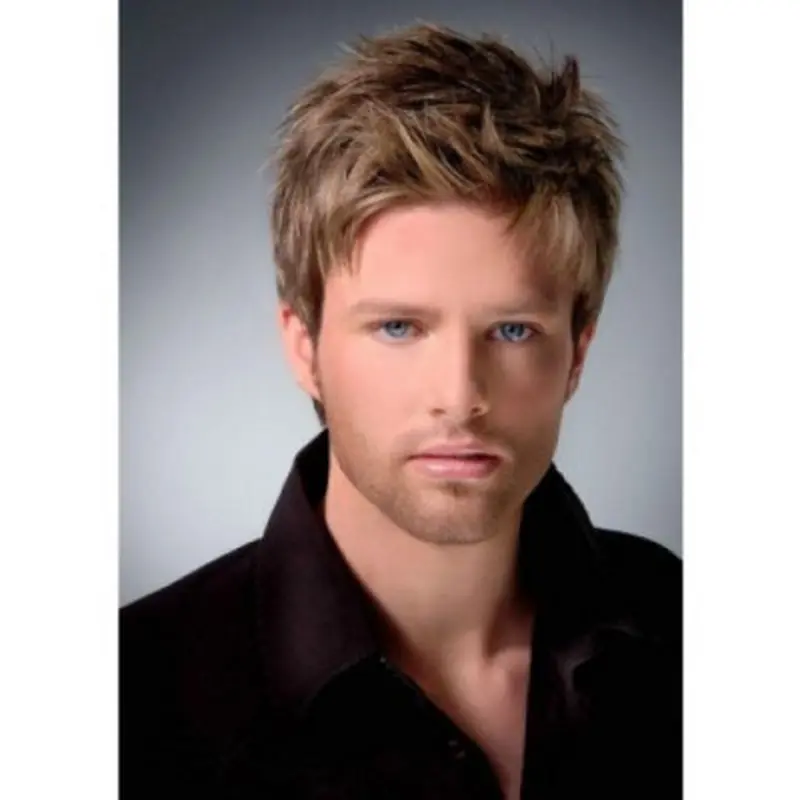 Brown Straight Remy Human Hair Suitable Men Wigs