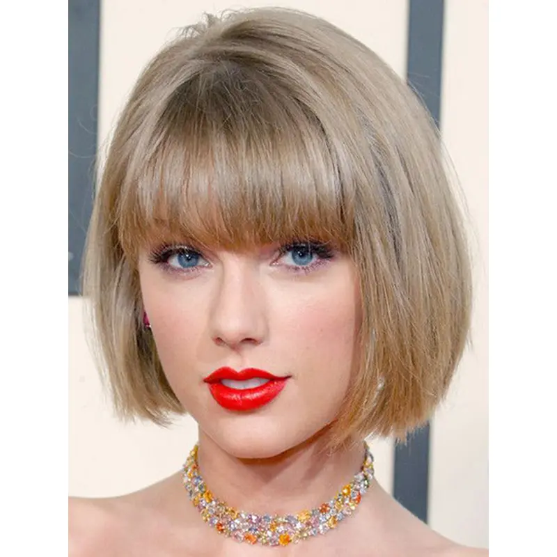 Lace Front Chin Length Blonde Straight Bobs Taylor Swift Wigs
