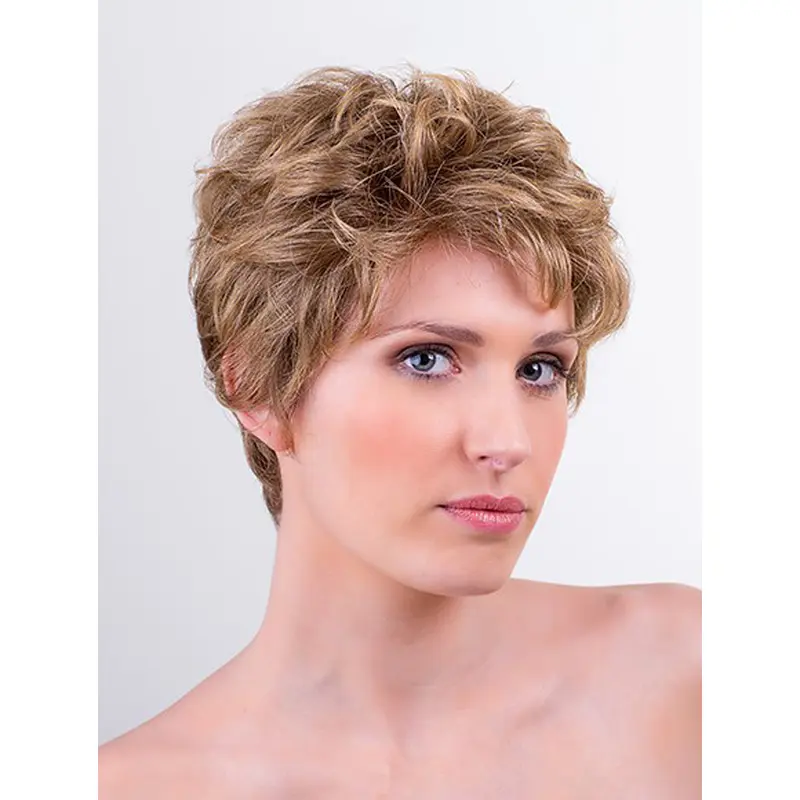 Wavy Blonde Boycuts 6" Monofilament Synthetic Short Wigs For Women