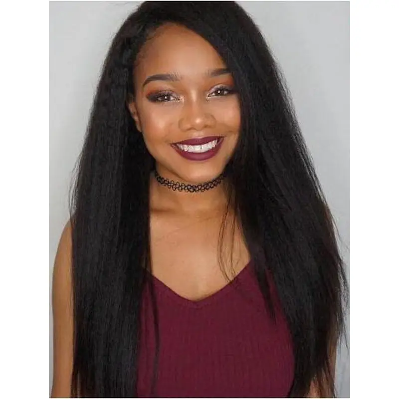 Black Kinky 22" Without Bangs Remy Human Hair 360 Lace Wigs