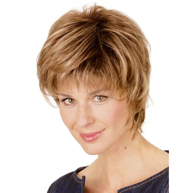 Blonde Straight Synthetic Easy Short Wigs
