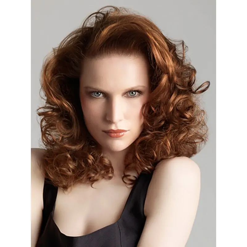 Fabulous Auburn Curly Shoulder Length Celebrity Wigs
