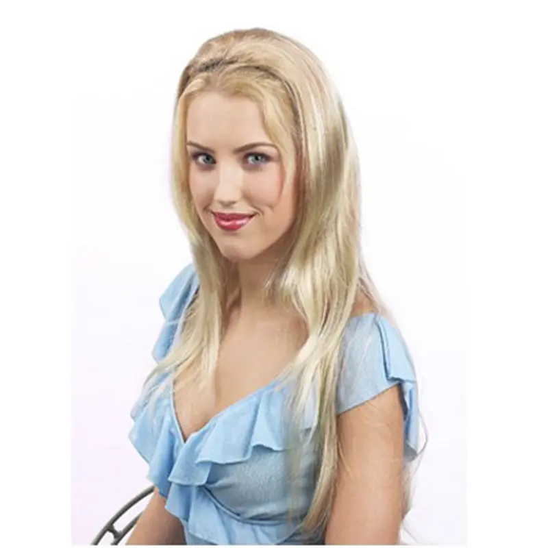 Fashionable Blonde Straight Long Human Hair Wigs & Half Wigs