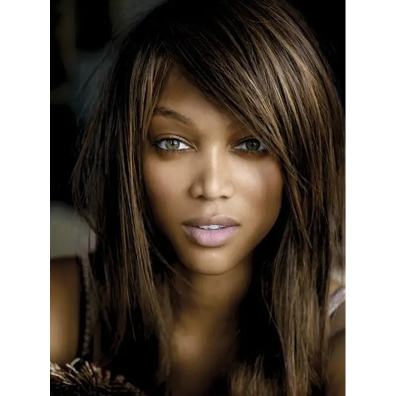 Tyra Banks Stunning Long Straight Glueless Lace Human Hair Wig