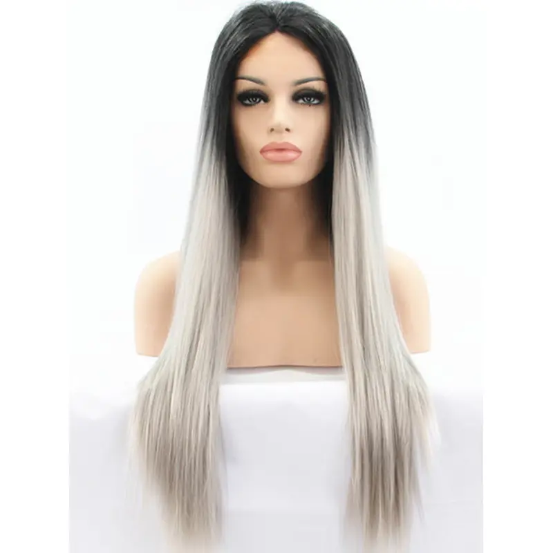 20" Straight Long Lace Front Two Tone Wigs