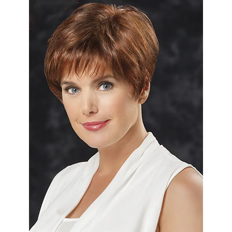 6" Straight Auburn With Bangs Short Wigs