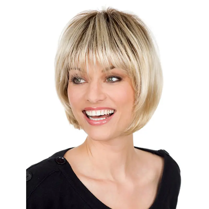 Blonde Monofilament Synthetic Polite Short Wigs