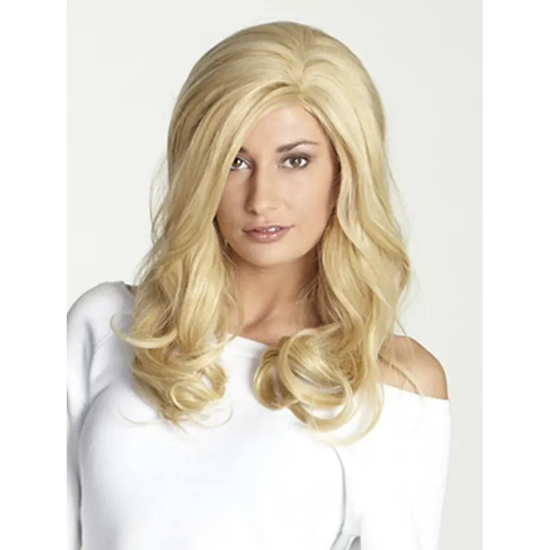 Blonde Wavy Remy Human Hair Graceful Long Wigs