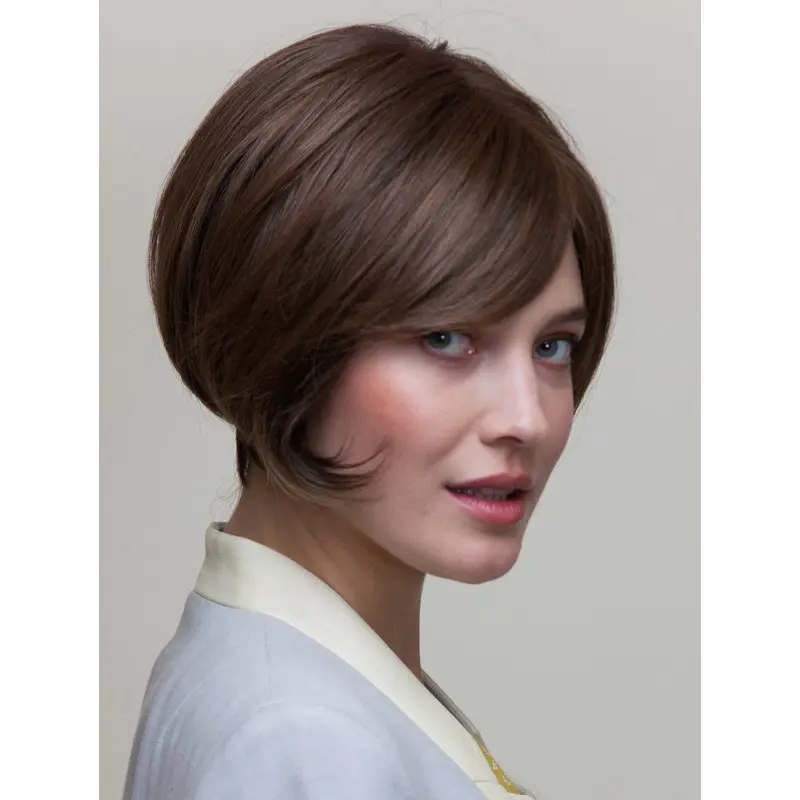 8" Short Brown Straight Natural Bob Wigs