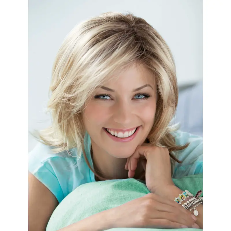 Blonde Wavy Synthetic Medium Wigs