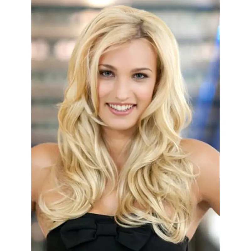 Blonde Wavy Synthetic Sleek Long Wigs