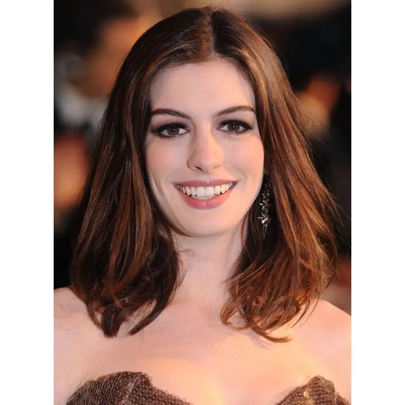 Exquisite Auburn Lace Front Shoulder Length Anne Hathaway Wigs
