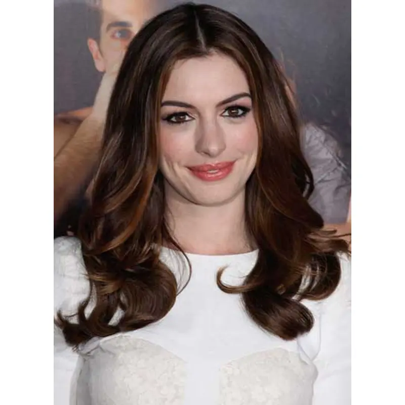 Fabulous Auburn Wavy Long Anne Hathaway Wigs