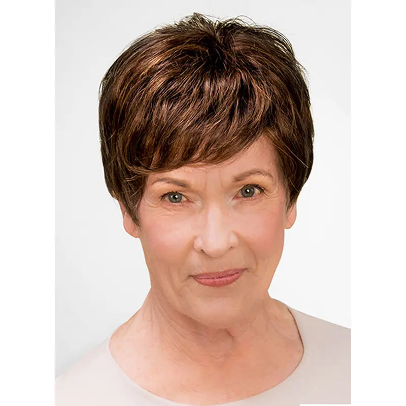 100% Hand-tied Brown Short Wavy 8" Boycuts Good Synthetic Wigs