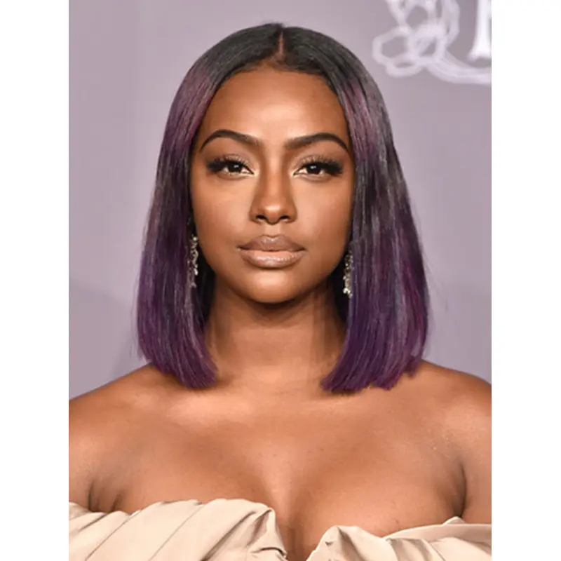 12" Lace Front Chin Length Black to Purple Bobs Justine Skye Wigs